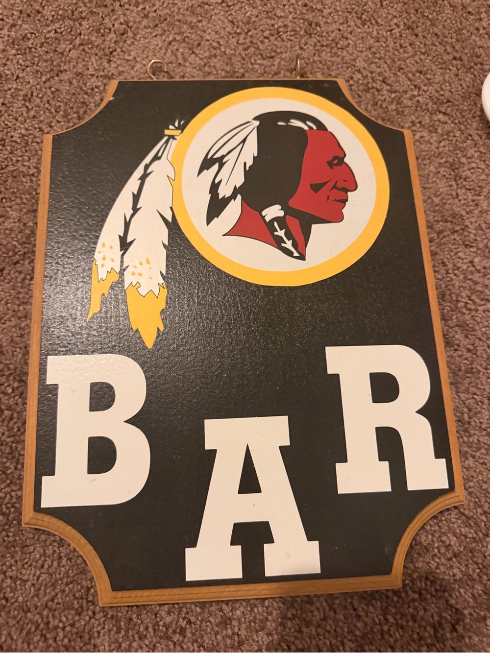 Black and White 'BAR' Wall Sign with Washington Redskins